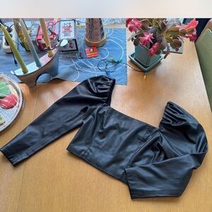 Alice + Olivia vegan leather crop